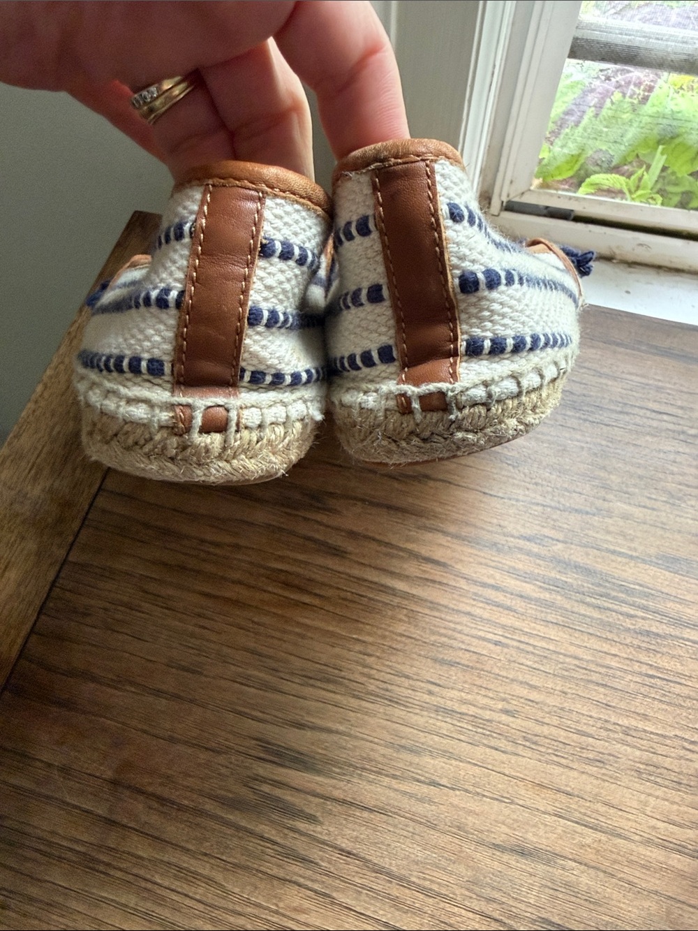 Tory Burch Navy & Cream Striped Espadrille Flats - Picture 5 of 7